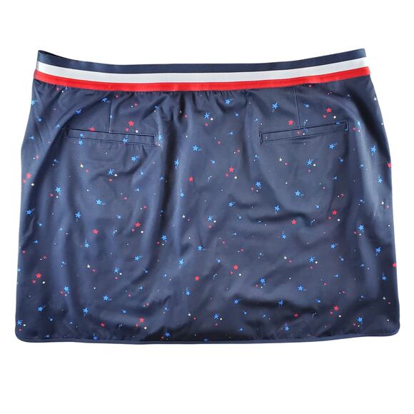 Lady Hagen Womens XL Pull On Contrast Trim Print Skort Navy Star Print New‎ - Picture 2 of 7
